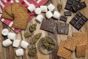 Cannabis, chocolate, graham crackers and marshmallows.